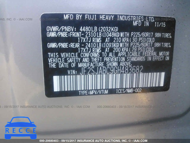 2016 Subaru Forester 2.5I JF2SJABC9GH483682 image 8