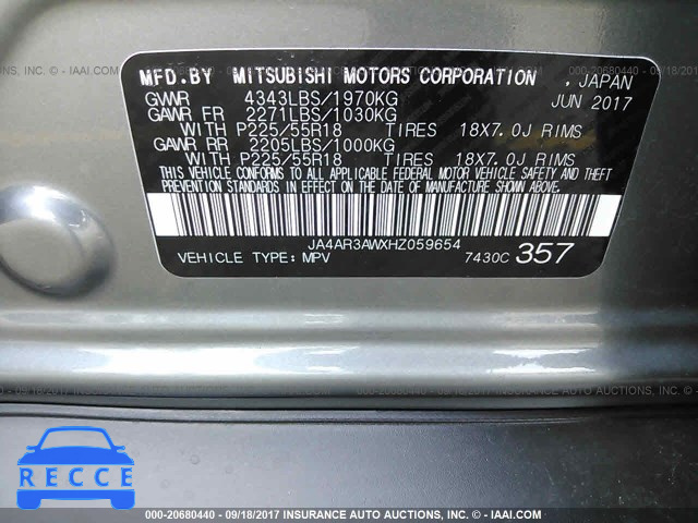 2017 MITSUBISHI OUTLANDER SPORT ES/SE JA4AR3AWXHZ059654 image 8