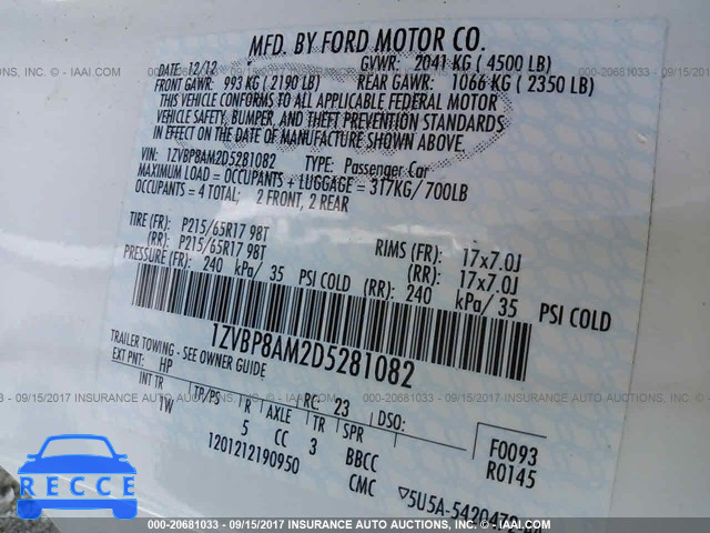 2013 Ford Mustang 1ZVBP8AM2D5281082 зображення 8