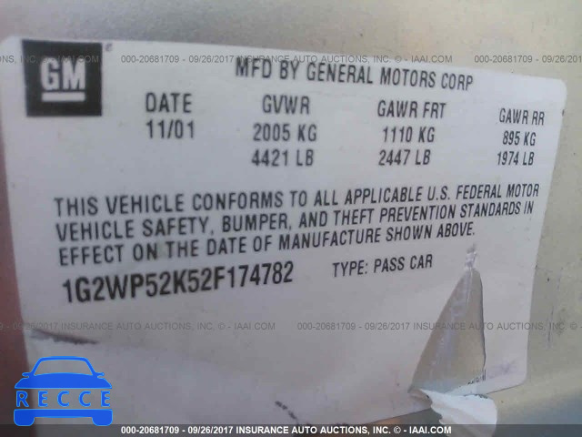 2002 Pontiac Grand Prix 1G2WP52K52F174782 image 8