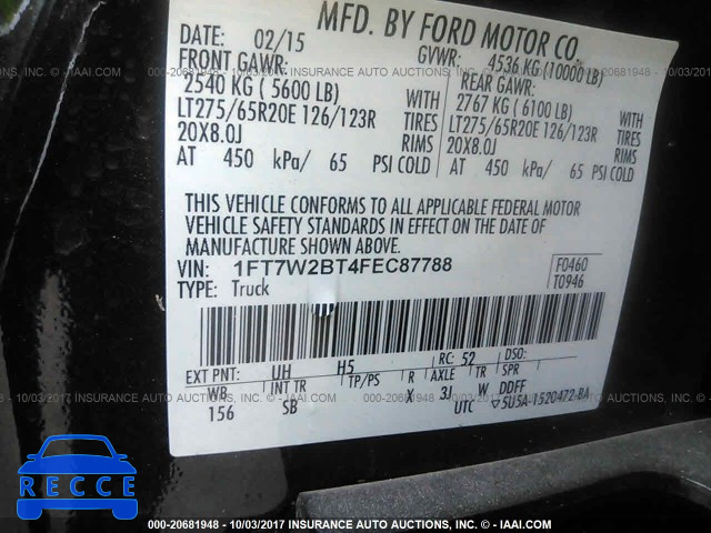2015 Ford F250 SUPER DUTY 1FT7W2BT4FEC87788 зображення 8