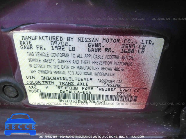 2003 NISSAN SENTRA 3N1CB51D63L706969 image 8
