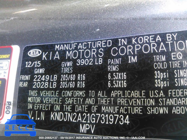 2016 KIA Soul KNDJN2A21G7319734 image 8