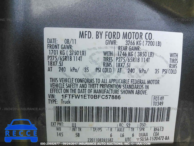 2011 Ford F150 1FTFW1ET0BFC57886 image 8