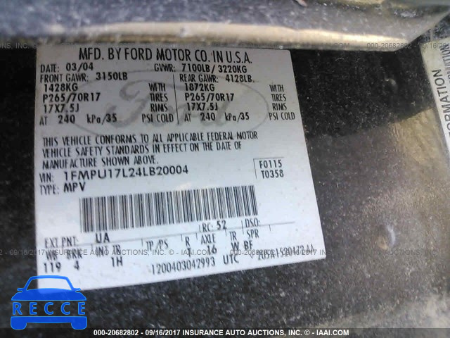 2004 Ford Expedition 1FMPU17L24LB20004 image 8