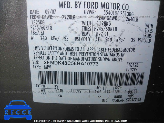 2008 Ford Edge 2FMDK48C58BA10773 image 8