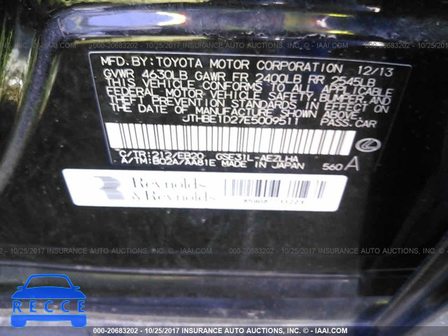 2014 LEXUS IS 350 JTHBE1D27E5009511 image 8