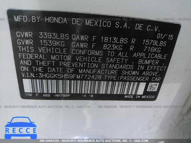 2015 Honda FIT LX 3HGGK5H59FM772428 image 8
