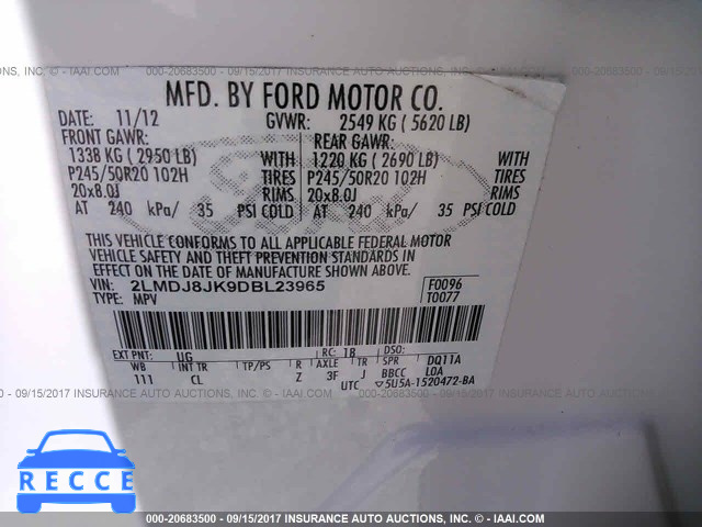 2013 Lincoln MKX 2LMDJ8JK9DBL23965 image 8