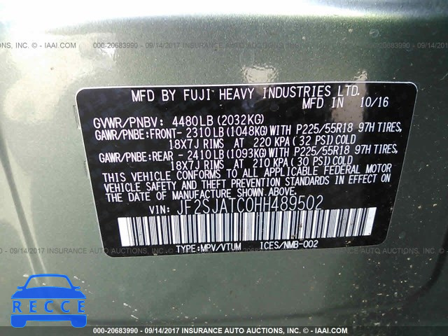 2017 SUBARU FORESTER JF2SJATC0HH489502 image 8