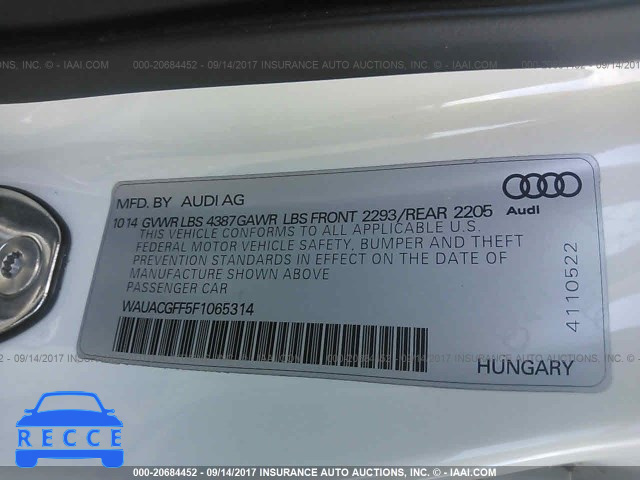 2015 Audi A3 PREMIUM WAUACGFF5F1065314 Bild 8
