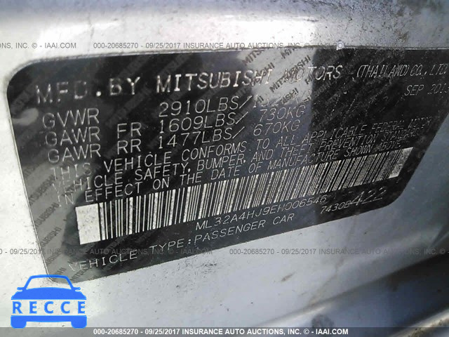 2014 Mitsubishi Mirage ES ML32A4HJ9EH006546 image 8