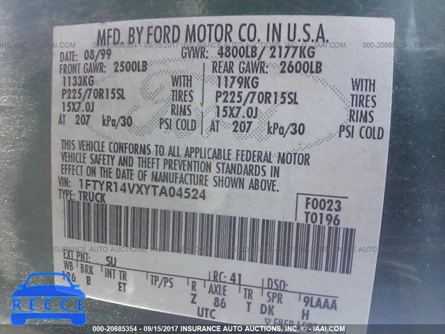 2000 Ford Ranger SUPER CAB 1FTYR14VXYTA04524 image 8