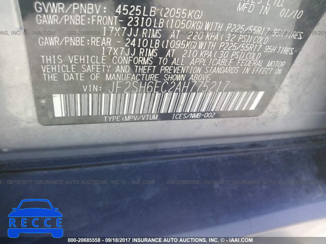 2010 Subaru Forester JF2SH6EC2AH775217 image 8