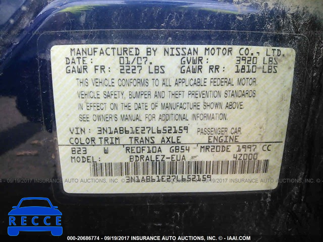 2007 Nissan Sentra 3N1AB61E27L652159 image 8