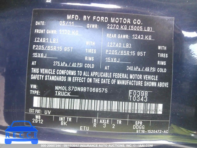 2011 Ford Transit Connect XLT NM0LS7DN9BT068575 image 8