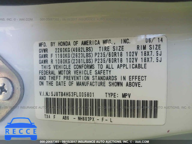 2015 Acura RDX 5J8TB4H53FL005801 image 8