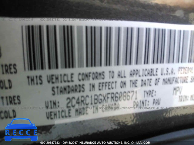2015 Chrysler Town and Country 2C4RC1BGXFR608671 image 8