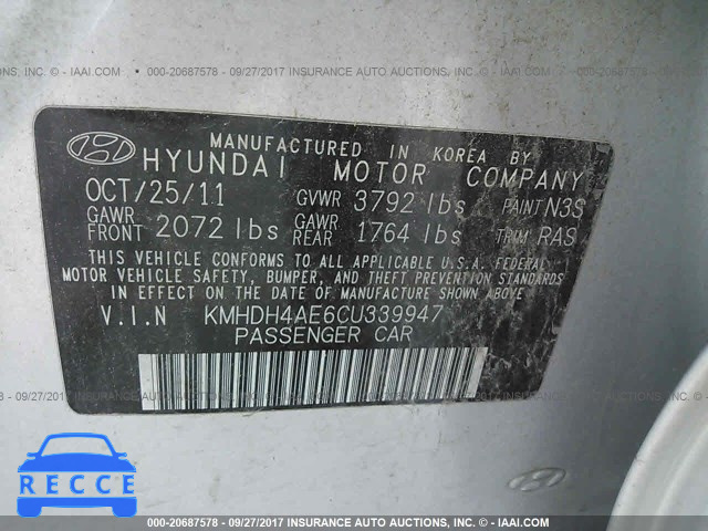 2012 Hyundai Elantra KMHDH4AE6CU339947 image 8