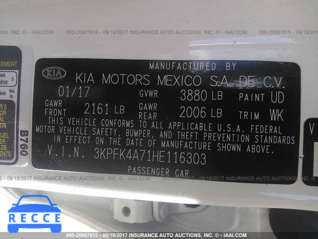 2017 KIA FORTE 3KPFK4A71HE116303 image 8