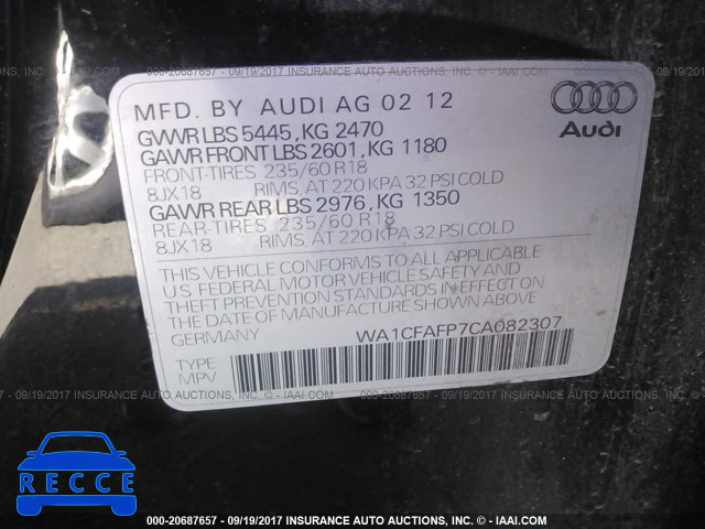 2012 Audi Q5 PREMIUM WA1CFAFP7CA082307 image 8