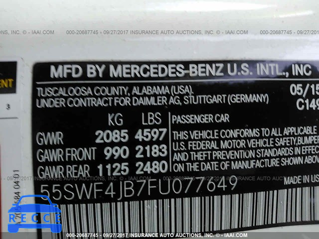 2015 Mercedes-benz C 55SWF4JB7FU077649 Bild 8
