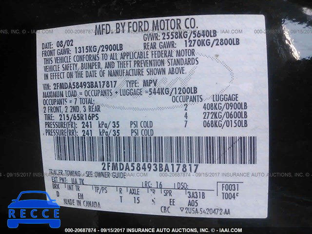 2003 Ford Windstar LIMITED 2FMDA58493BA17817 image 8