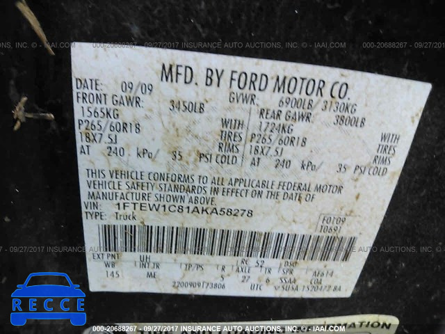 2010 Ford F150 1FTEW1C81AKA58278 image 8