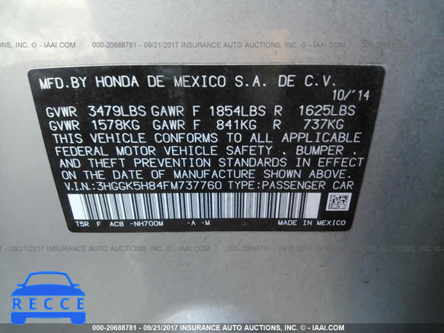 2015 Honda FIT 3HGGK5H84FM737760 image 8