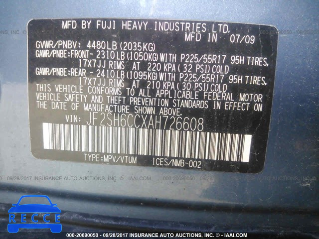 2010 Subaru Forester JF2SH6CCXAH726608 image 8