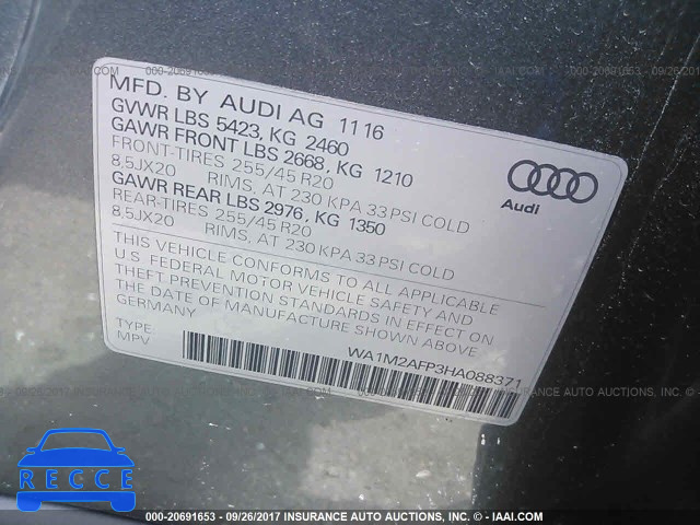 2017 AUDI Q5 PREMIUM PLUS WA1M2AFP3HA088371 Bild 8