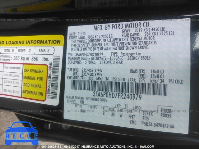 2015 Ford Fusion 3FA6P0HD7FR240979 image 8