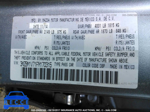 2015 Mazda 3 3MZBM1V71FM170315 image 8