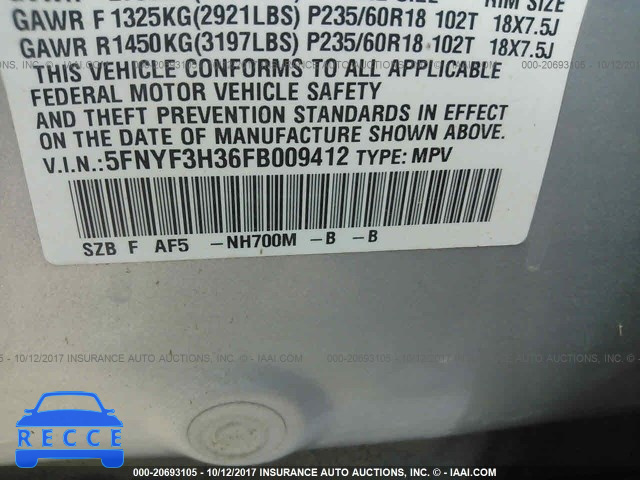 2015 Honda Pilot SE 5FNYF3H36FB009412 image 8