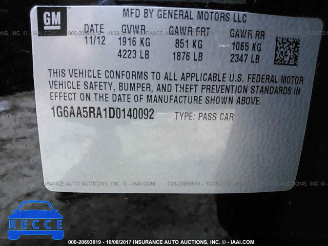 2013 Cadillac ATS 1G6AA5RA1D0140092 image 8