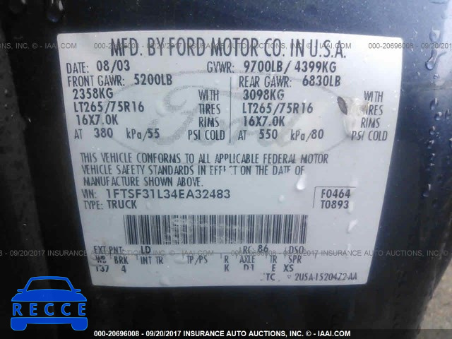 2004 Ford F350 SRW SUPER DUTY 1FTSF31L34EA32483 зображення 8