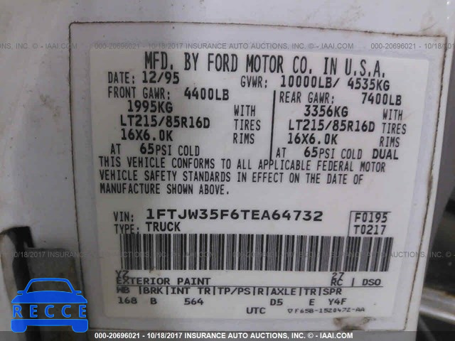 1996 Ford F350 1FTJW35F6TEA64732 image 8