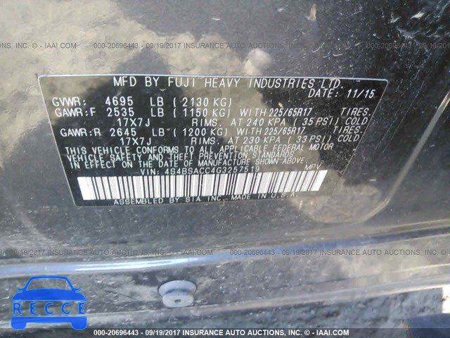 2016 Subaru Outback 2.5I PREMIUM 4S4BSACC4G3257519 image 8
