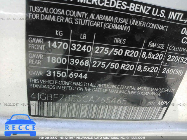2012 Mercedes-benz GL 450 4MATIC 4JGBF7BE5CA765465 Bild 8