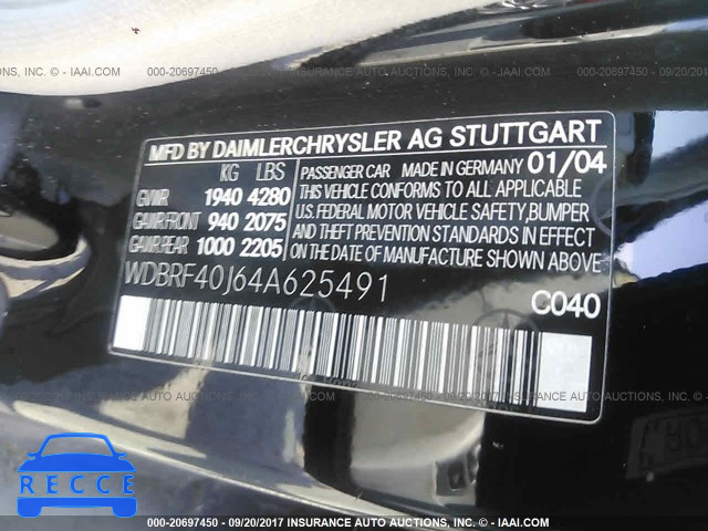 2004 Mercedes-benz C 230K SPORT SEDAN WDBRF40J64A625491 зображення 8