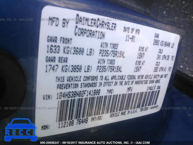 2002 Dodge Durango 1B4HS38N02F141808 Bild 8
