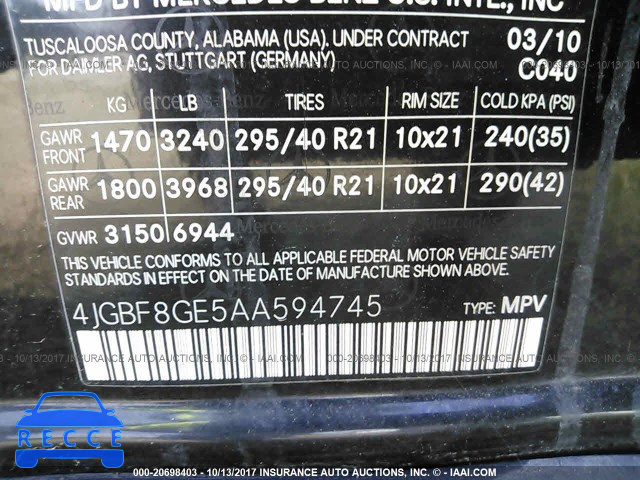 2010 Mercedes-benz GL 550 4MATIC 4JGBF8GE5AA594745 image 8