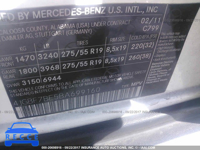 2011 Mercedes-benz GL 450 4MATIC 4JGBF7BE5BA699160 image 8