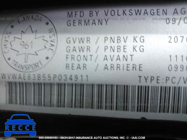 2005 Volkswagen Passat WVWAE63B55P034911 image 8
