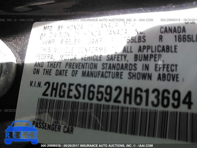 2002 Honda Civic LX 2HGES16592H613694 image 8