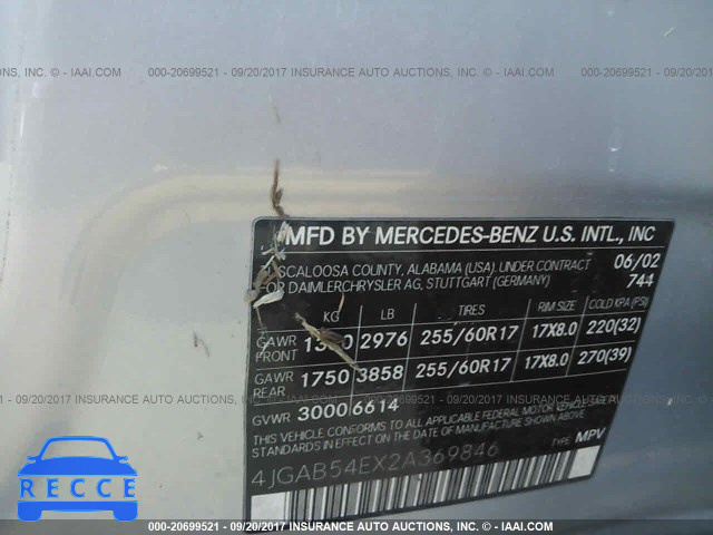 2002 Mercedes-benz ML 4JGAB54EX2A369846 зображення 8