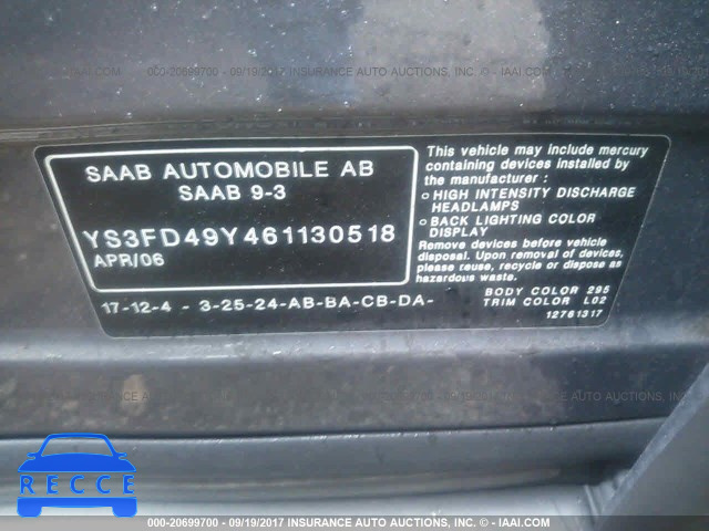 2006 Saab 9-3 YS3FD49Y461130518 image 8
