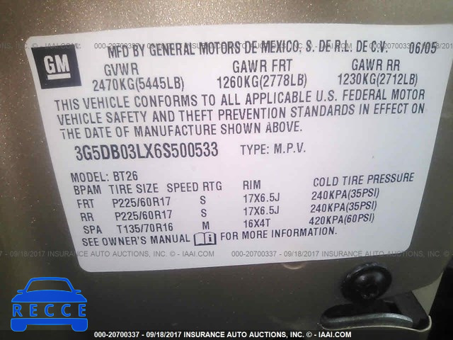 2006 Buick Rendezvous CX/CXL 3G5DB03LX6S500533 image 8