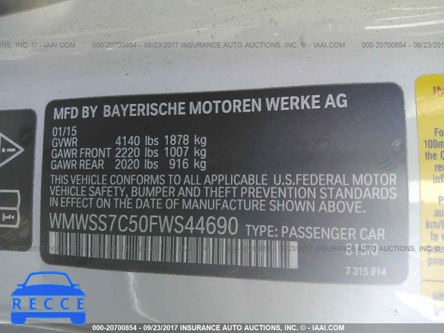 2015 Mini Cooper WMWSS7C50FWS44690 image 8