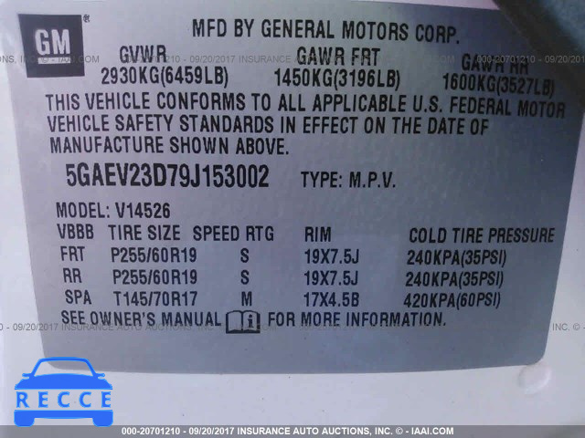 2009 Buick Enclave 5GAEV23D79J153002 image 8